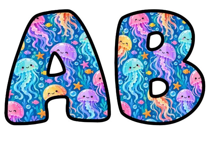 Jellyfish Under the Sea Bubble Letters | Under the Sea Bulletin Board Letters