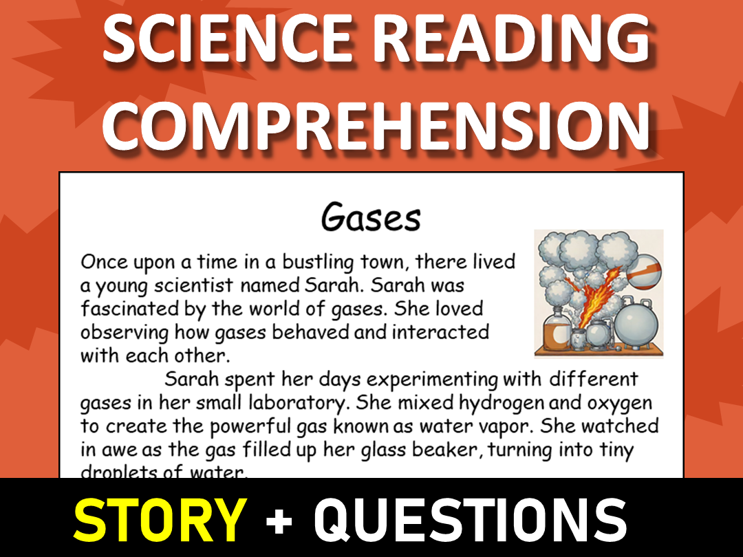 Gases Reading Science Story Comprehension Questions Worksheet ...