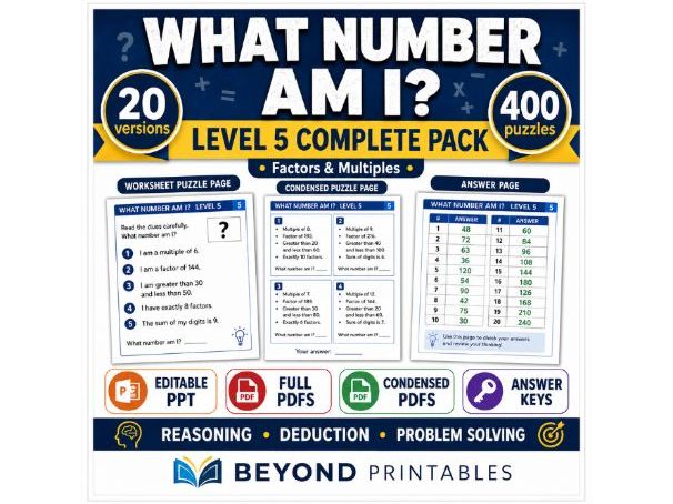 What Number Am I? Level 05: Factor Structure | 20-Version Bundle