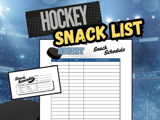 Editable HOCKEY Snack Schedule | Team Sign-Up Sheet Template | Game Day Snack List for Coaches, Team
