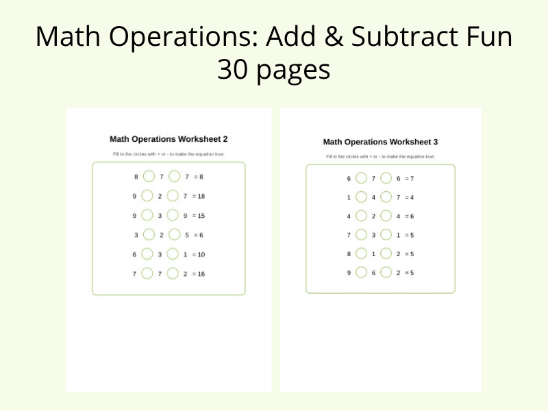 Math Operations: Add & Subtract Fun