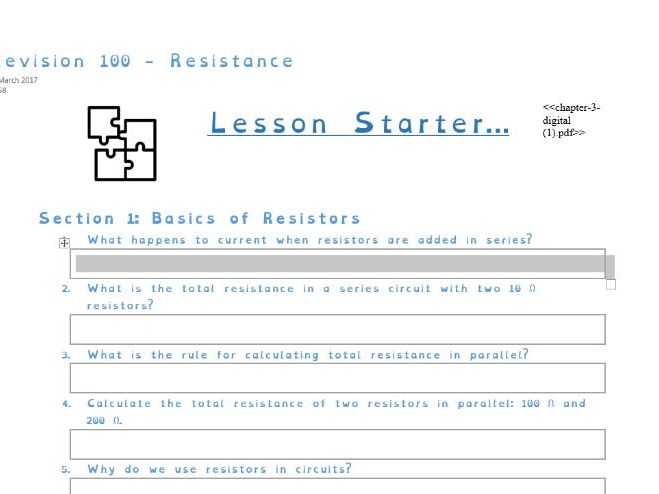 GCSE Electronics – Resistive Components | 100 Revision Questions & Answers