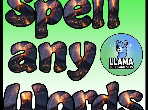 Humanities Volcanoes Night Classroom Display | Lettering Set | Upper & Lowercase, 0-9 and Signs