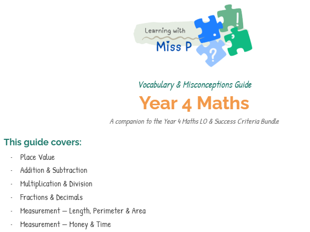 Primary Maths Vocabulary and Misconceptions Bundle