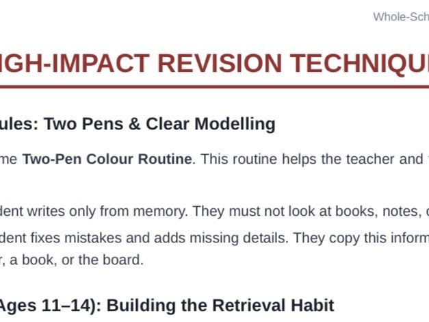 Revision starters for Key stage 3,4 and 5