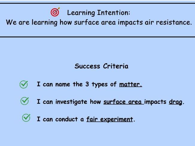 Forces lesson 1 - Surface area and resistance