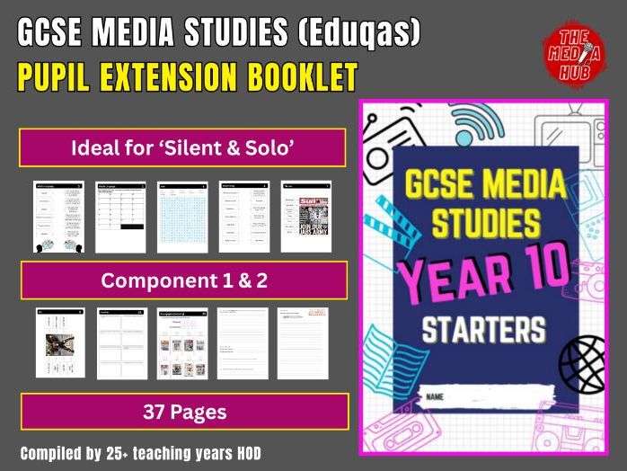 GCSE Media Studies | Pupil Starters Booklet x 30 | Recall | Revision | KS4 | Eduqas | Time Saving