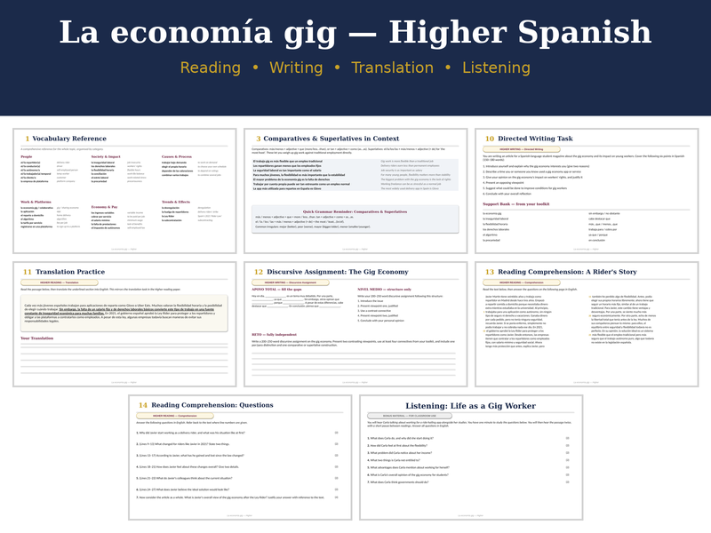 Gig Economy — Complete Higher Spanish Booklet | SQA-Aligned