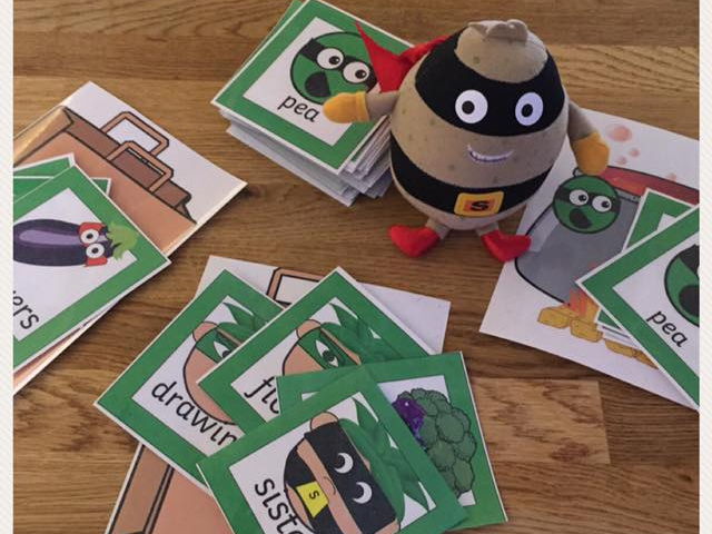 Supertato phonic suffix game,  ed, es,  s,  ing,  er words plus prefix un     Phonics screen Year 1