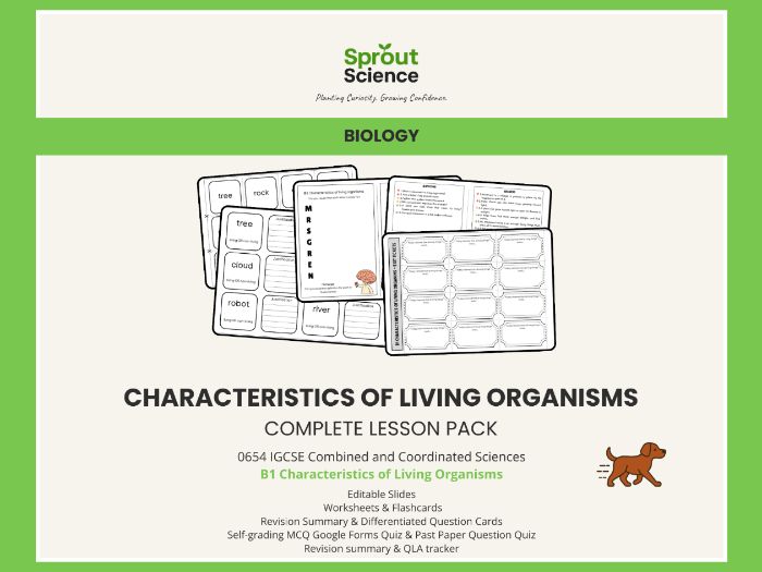 Characteristics of living organisms| Complete Lesson Pack