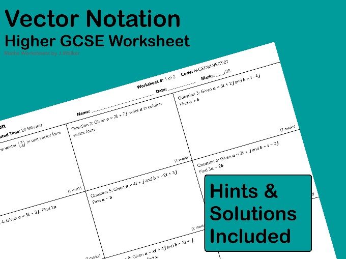 GCSE Maths Worksheet: Vector Notation - Higher Tier
