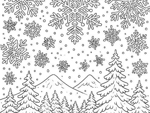 Winter Snowflakes Mindful Colouring Page
