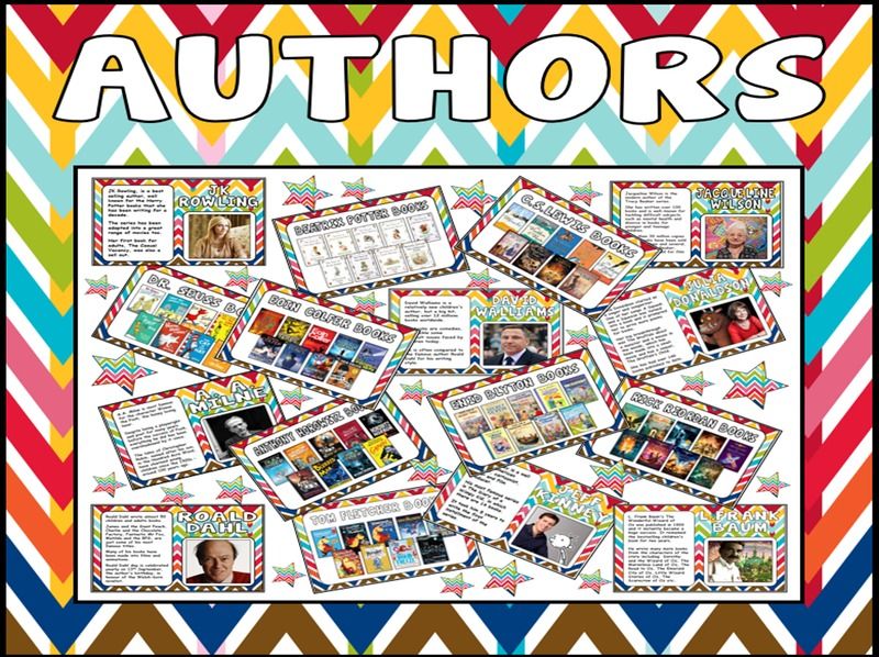 FAMOUS AUTHORS POSTERS KEY STAGE 1-3 AGE 4-13