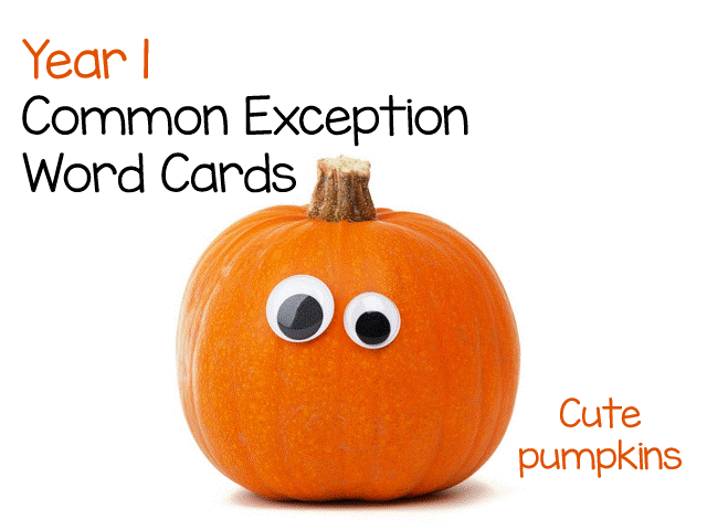 Year 1 common exception words cute pumpkins