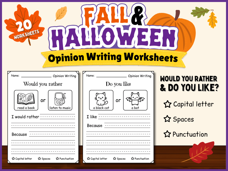 Fall & Halloween Opinion Writing Prompts | Would You Rather & Do You Like?