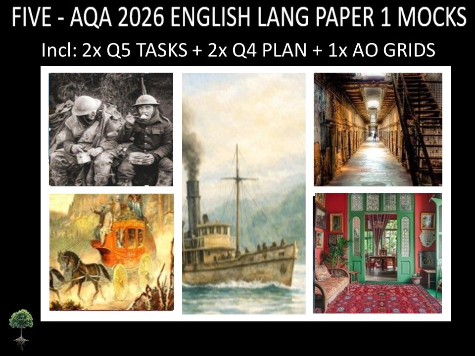 FIVE - AQA PAPER 1 | 2026 FULL MOCKS | Q5 TASKS | Q4 PLAN | AO GRIDS