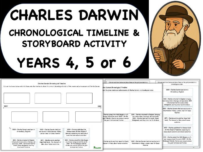Charles Darwin Chronological Timeline Activities - KS2 Science/History
