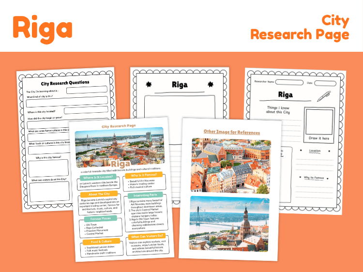 Riga City Research Project | Latvia Geography & Culture Worksheets