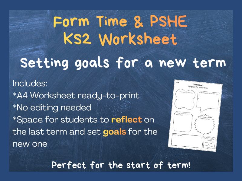 KS2 PSHE and Form Time Worksheet | Goal-setting for a new term
