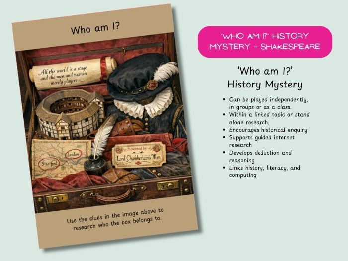 KS2 history mystery William Shakespeare history activity