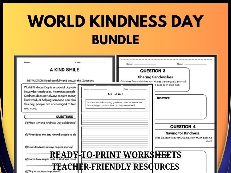 World Kindness Day Bundle | Reading, Writing & Math Activities