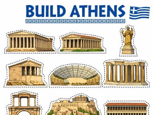 Cut and Paste Athens, Greece Fine Motor Skills
