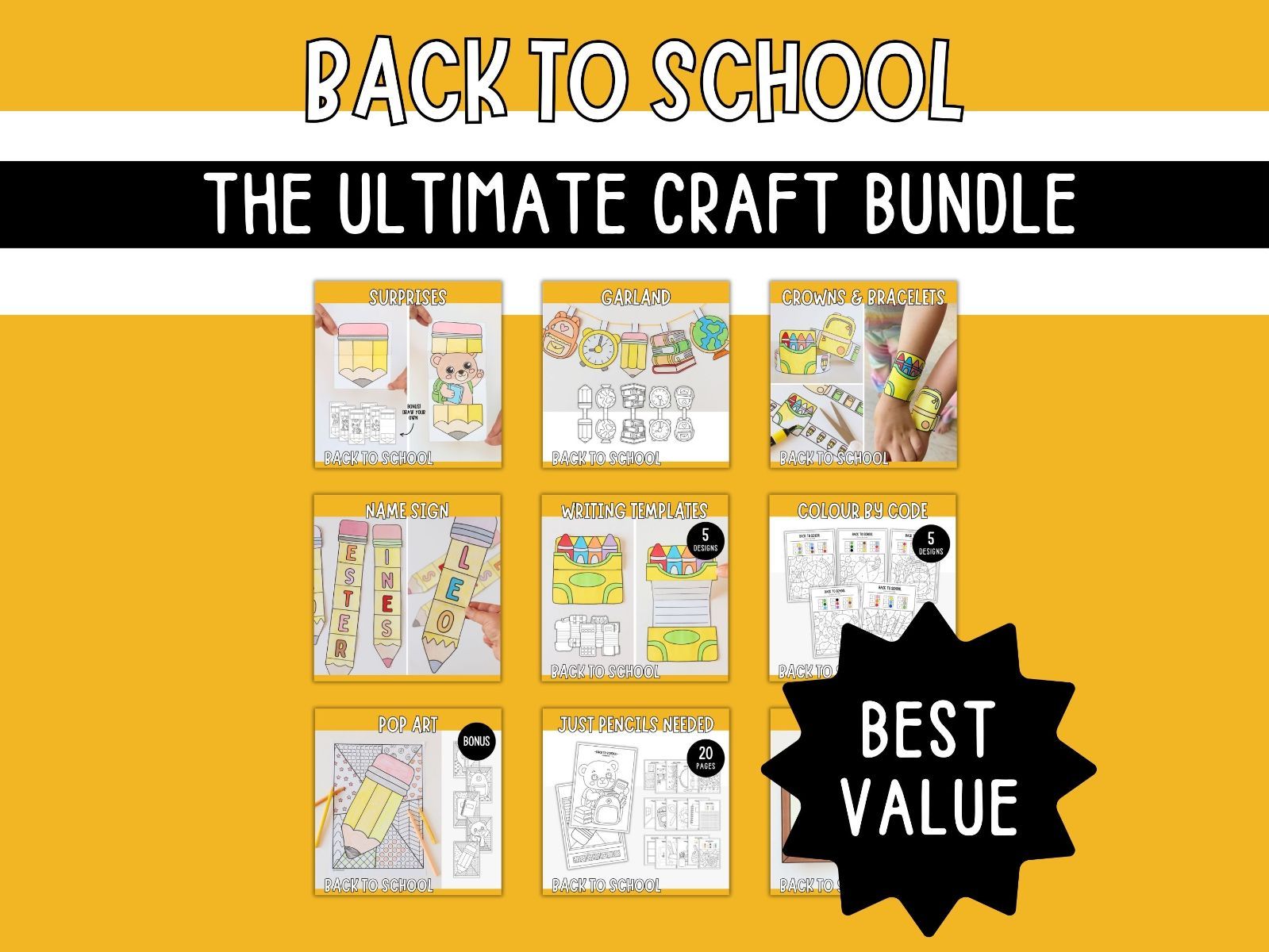 The Ultimate Back to School Craft Bundle - Printables for Kids