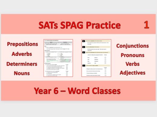 Year 6 SATs SPaG – Word Classes Practice