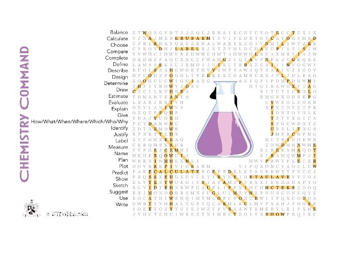 chemistry command words wordsearch