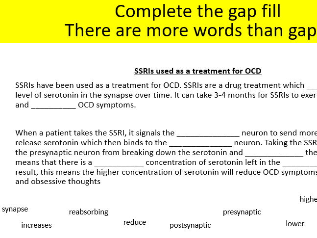 2025 spec AQA Psychology OCD treatments biological