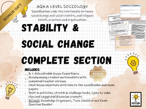 AQA A level Sociology - Beliefs in Society - Stability & Social change - Complete section - Bonus