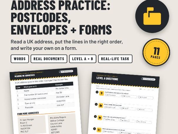 Address Practice: UK Addresses, Postcodes + Forms - SEND KS4 Post-16 Life Skills