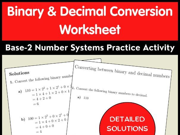 Binary & Decimal Conversion Worksheet | Base-2 Number Systems Practice Activity