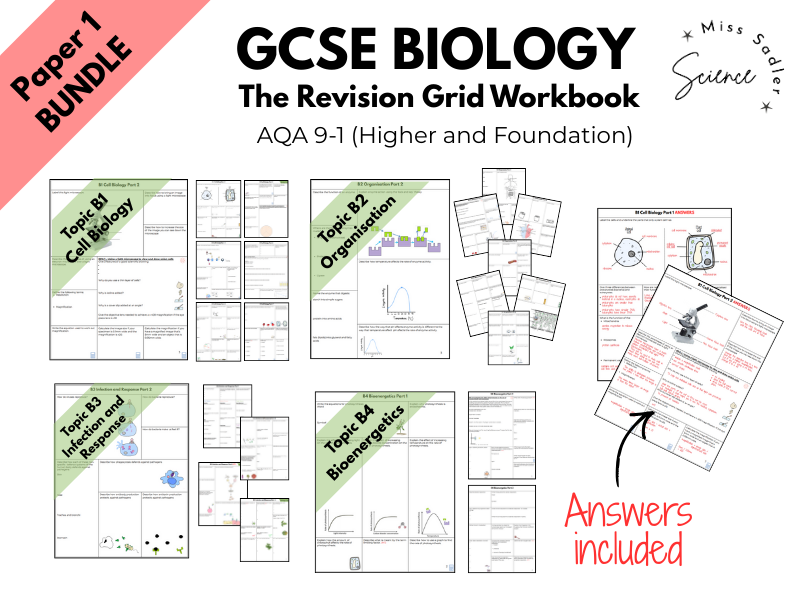 AQA GCSE Biology: Paper 1 Complete Revision Grid Workbook