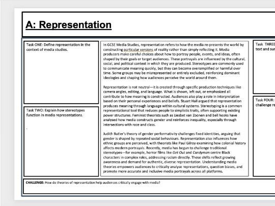 GCSE Media worksheets