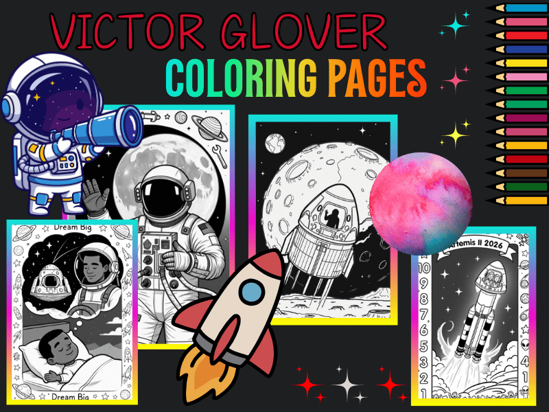Victor Glover Artemis II Coloring Pages | NASA Astronaut Kids Printable NO PREP