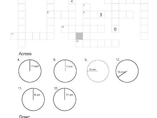 Area of a circle- crossnumber puzzle