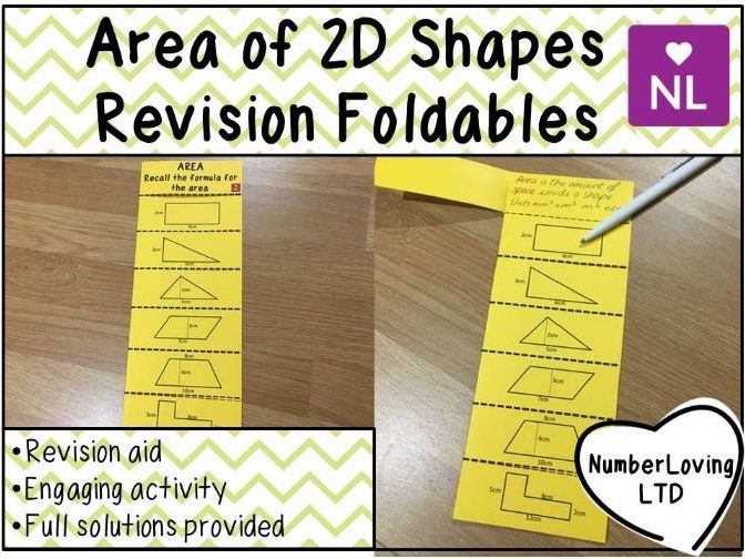area of 2d shapes foldable by numberloving teaching resources tes
