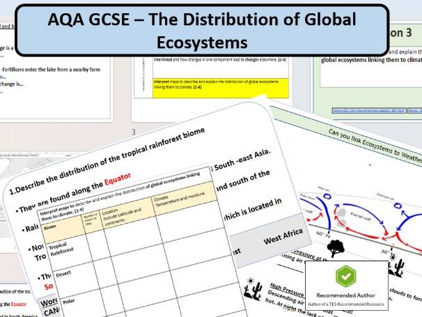 GCSE AQA Distribution of Global Ecosystems - Complete Lesson and Supporting Activities