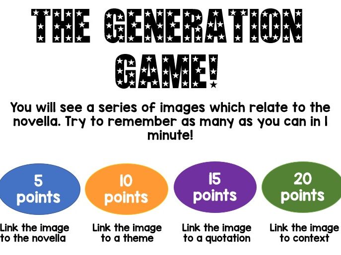 A Christmas Carol Revision lesson Generation Game and exploding quotes