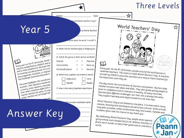 Year 5 Reading Comprehension - World Teachers' Day