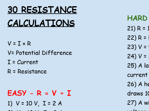Electrical resistance calculations