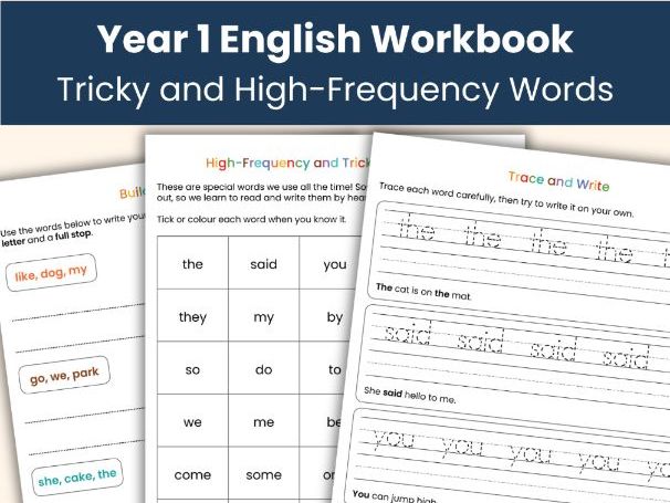 Year 1 English Workbook | High Frequency and Tricky Words | Free Printable Worksheets
