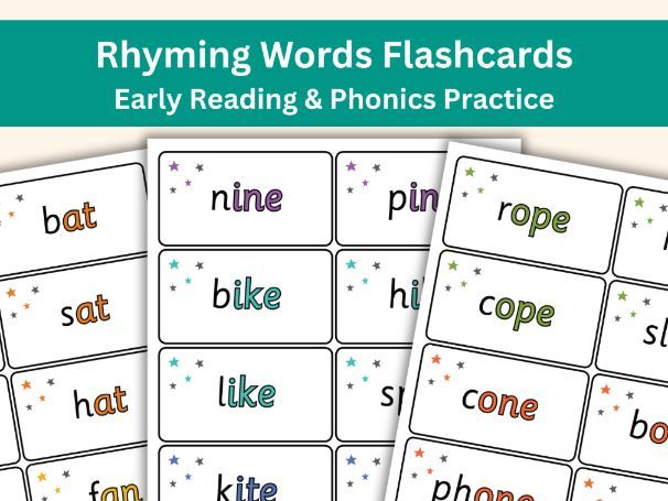Rhyming Words Flashcards – 197 Printable Word Cards for Phonics & Literacy (KS1 & EYFS)