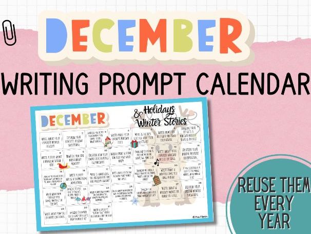 December Writing Prompt Calendar – Daily Journal Prompts (ESL/EAL | Morning Work | Primary KS1 KS2)