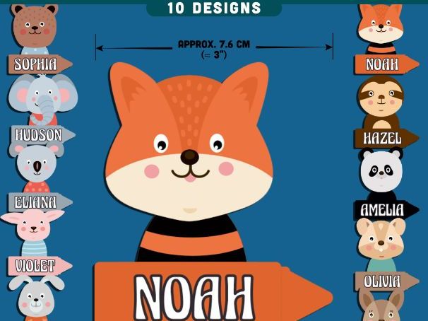 Cute Animal Name Tags, Editable Locker & Cubby Labels, Student Desk & Storage Decor