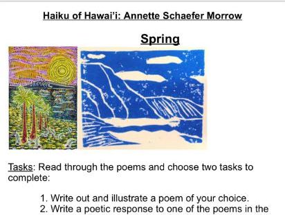 Key Stage 3: Poetry Homework Tasks (Exploring Haiku and Hawai'i)