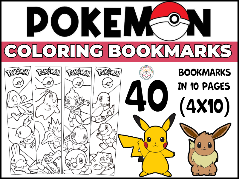 Pokémon Coloring Bookmarks | 40 Coloring Designs