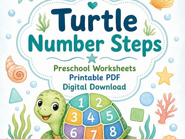Turtle Number Preschool Worksheets Pack