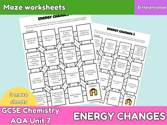 GCSE Chemistry: Energy Changes & Bond Energy Differentiated Mazes | AQA Revision